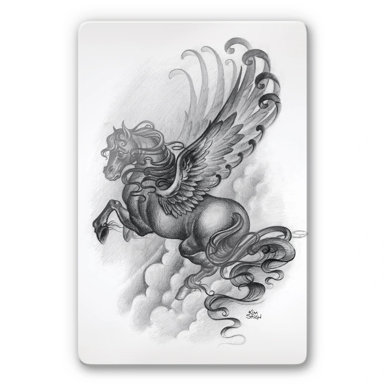 LA Ink Flying Horse Glass art 