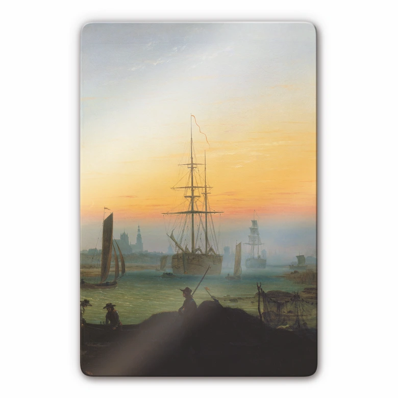 Tableau en verre - Friedrich - Le port de Greifswald 