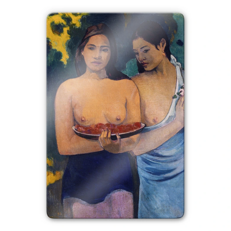 Glasbild Gauguin - Zwei Frauen von Tahiti 