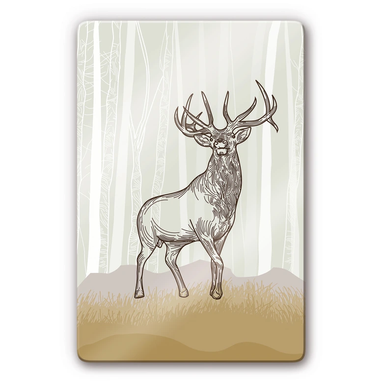 Glasbild Stolzer Hirsch 