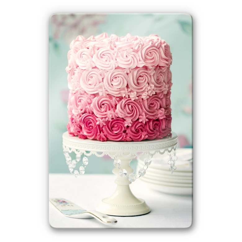 Glasbild Rosentorte 