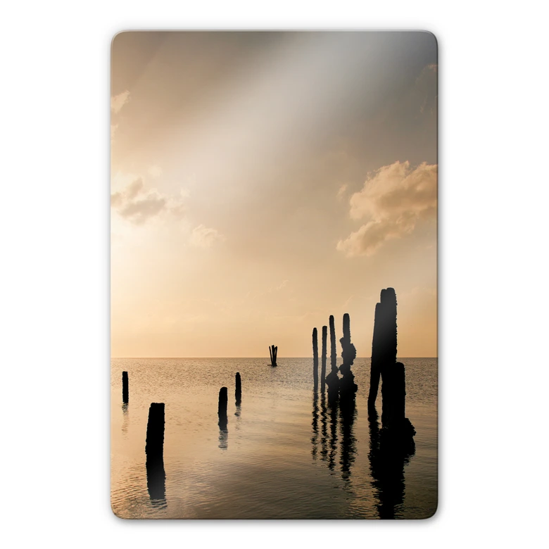 Glasbild Posts at Sunset 