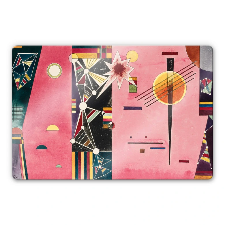 Glasbild Kandinsky - Rosa Rot 