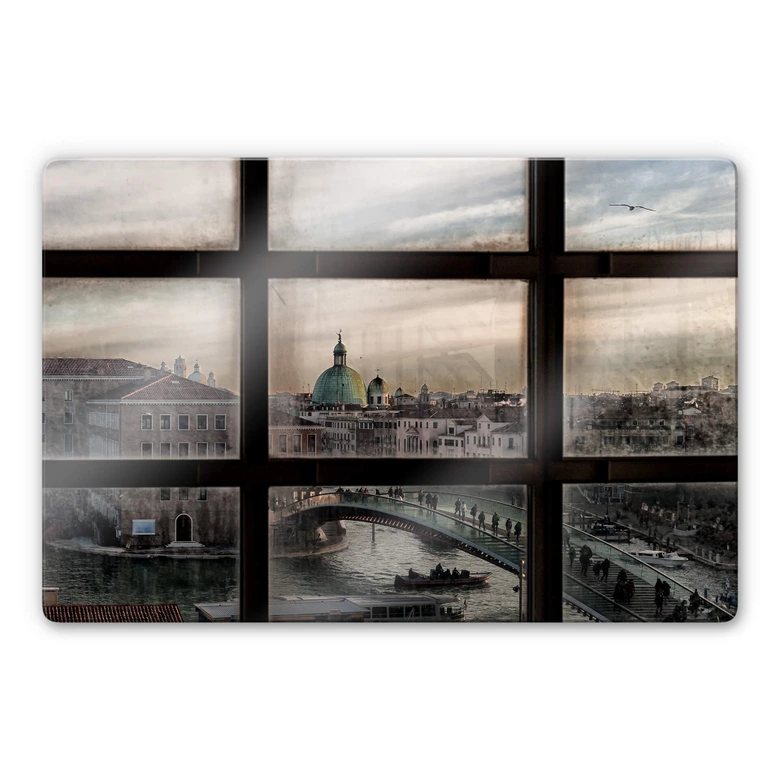 Glasbild Marini - Fenster in Venedig 