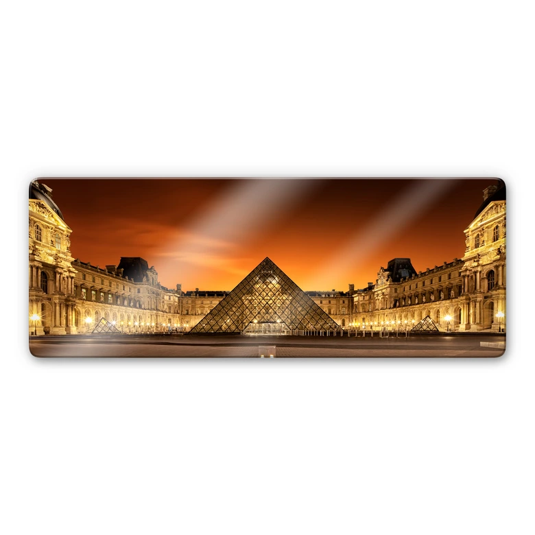 Glasbild Kiciak - Illuminated Louvre 