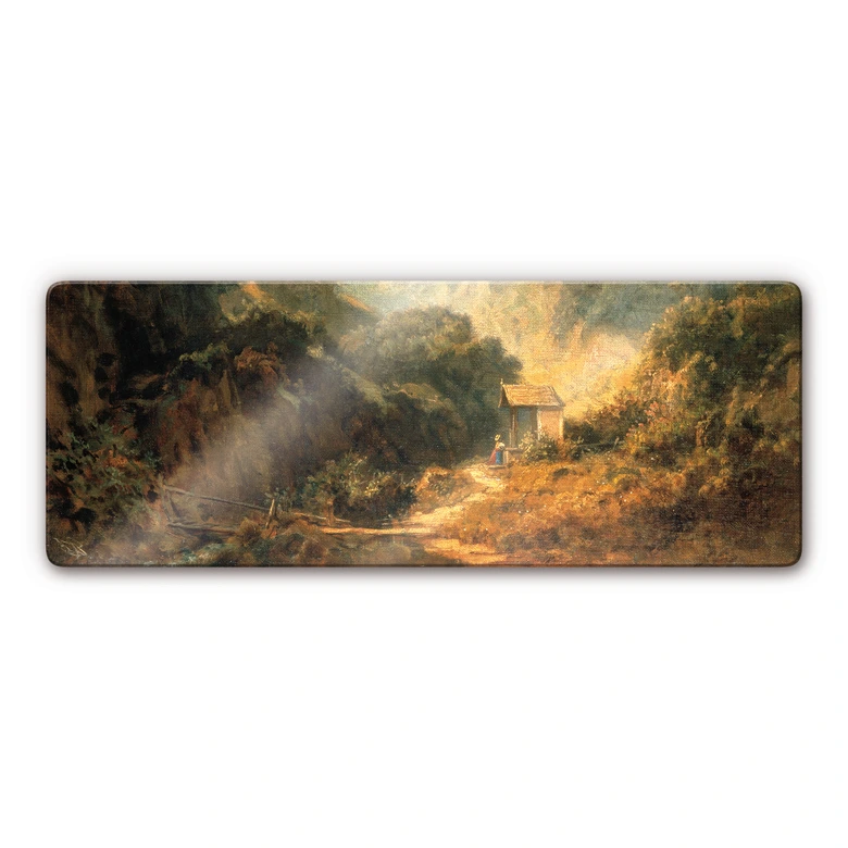Tableau en verre - Spitzweg - Vallée rocheuse avec chapelle 