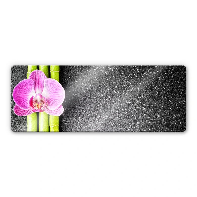 Tableau en verre - Orchidée et Bambou 2 