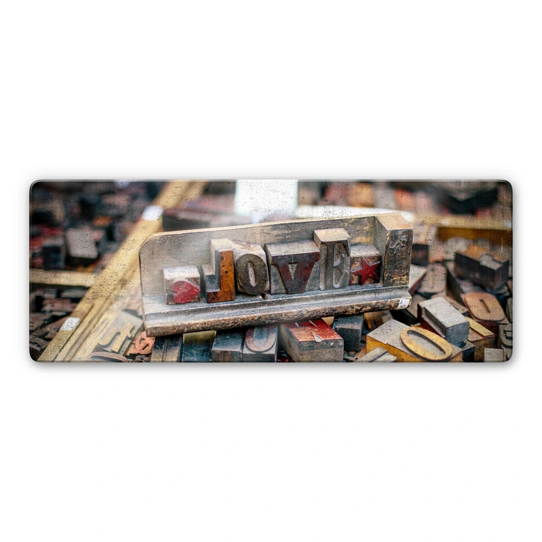 Glasbild Letternliebe - Panorama 