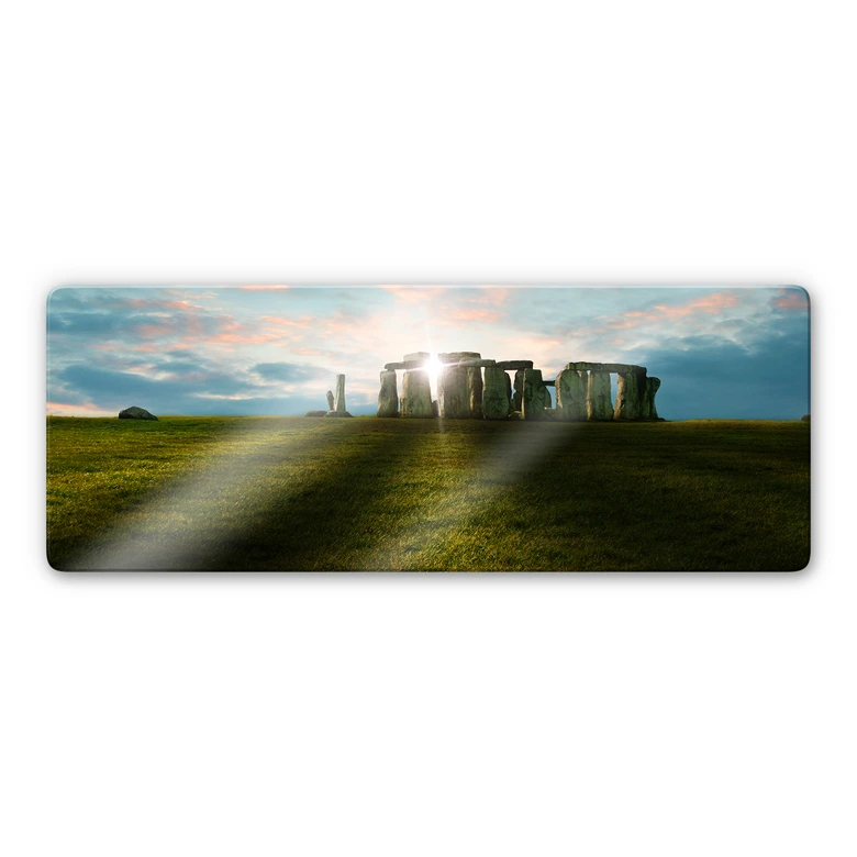 Tableau en verre - Stonehenge au coucher de soleil - Panorama 