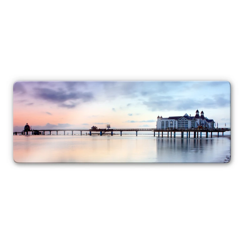 Glasbild Seebrücke Sellin - Panorama 