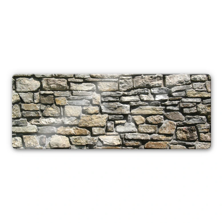 Tableau en verre - Mur en pierres naturelles - Panorama 