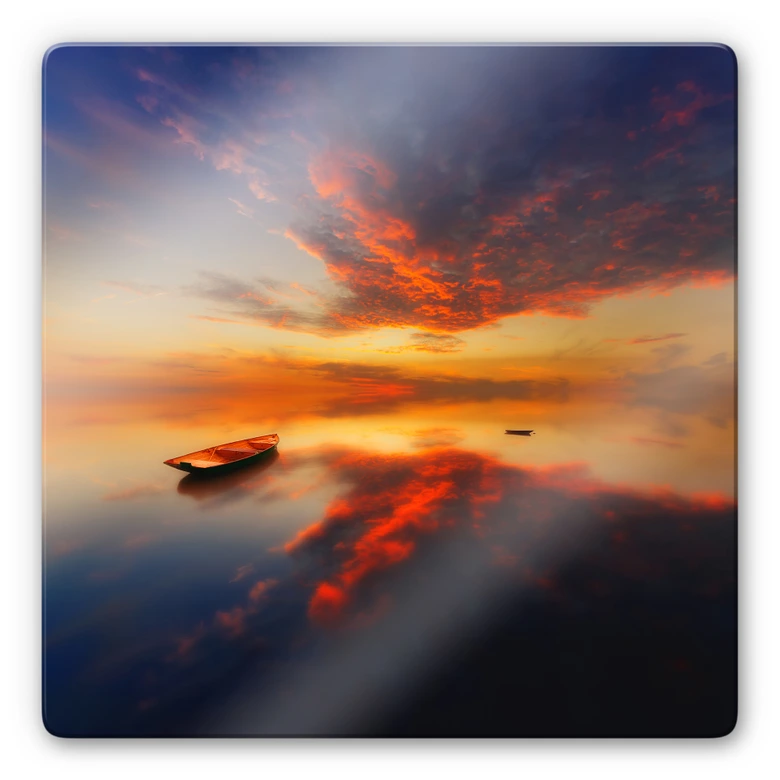 Glasbild Krol - Ein leuchtender Sonnenuntergang - quadratisch 