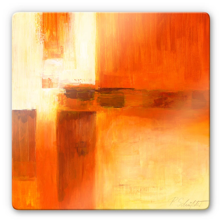 Glasbild Schüßler - Composition in Orange and Brown 