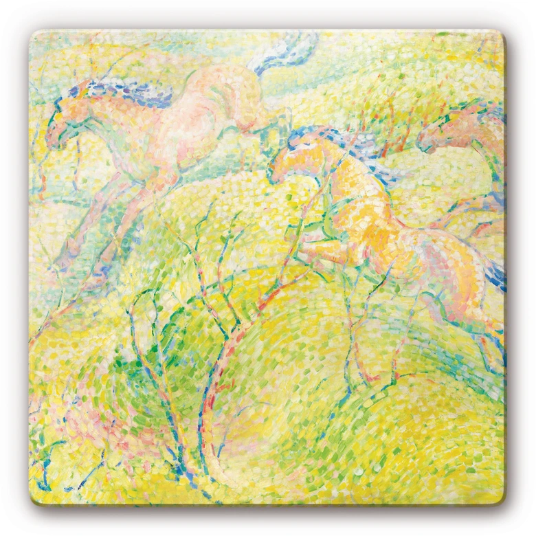 Glasbild Marc - Springende Pferde 