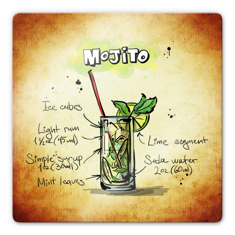 Tableau en verre - Mojito - Recette 