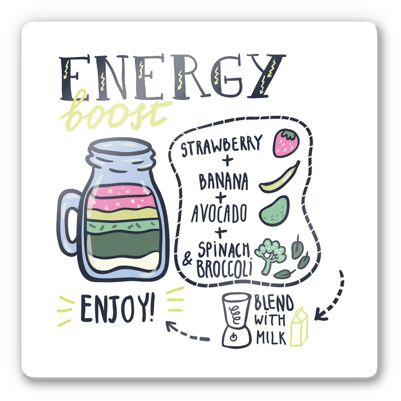 Glasschilderij Energy Boost - Vierkant 