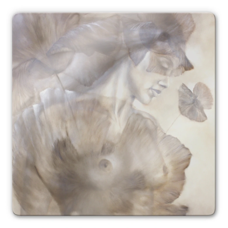 Glasbild Schmucker - Mohn und Akt 