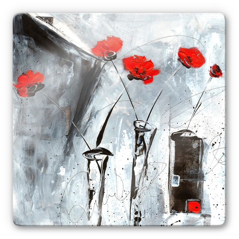 Glasbild Niksic - Roter Mohn 2 