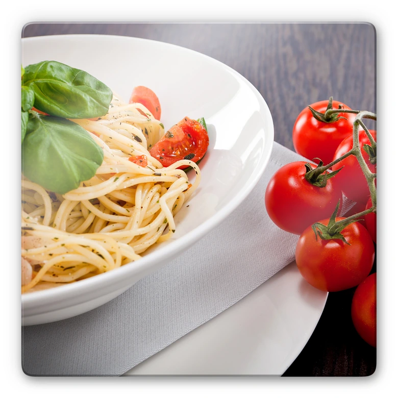 Glasbild Pasta Italiana - quadratisch 