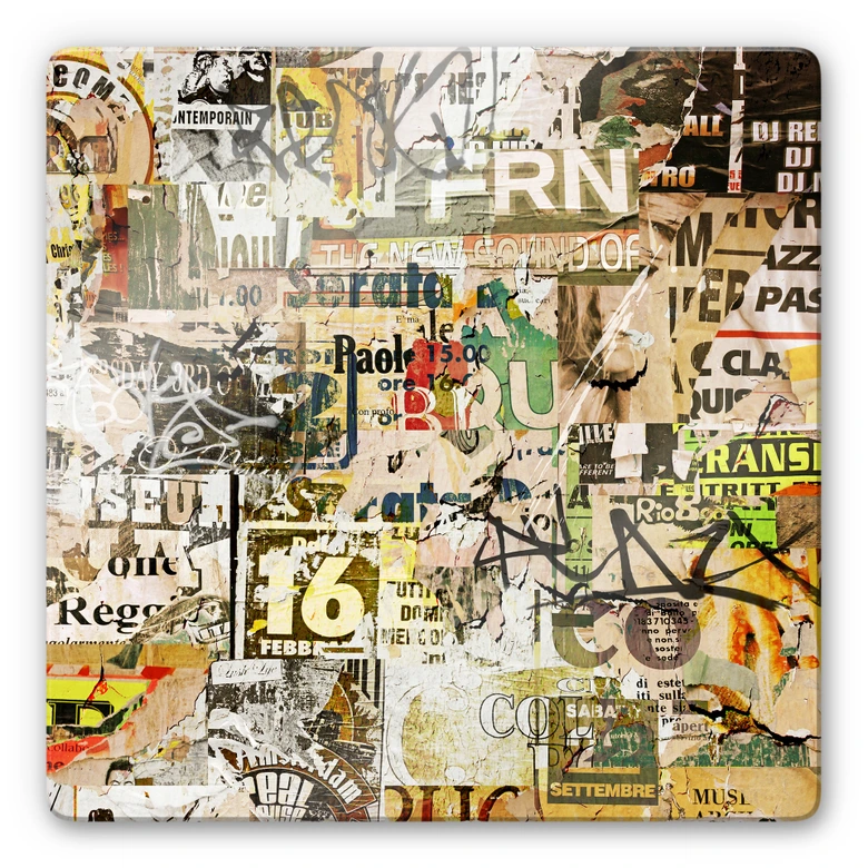 Glasschilderijen Afgescheurde Poster - vierkant 