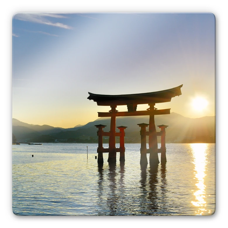 Glasbild Itsukushima Schrein - quadratisch 