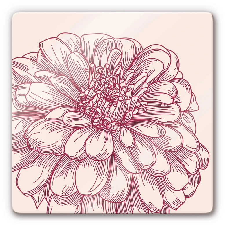 Glasbild Blüte Illustration - quadratisch 
