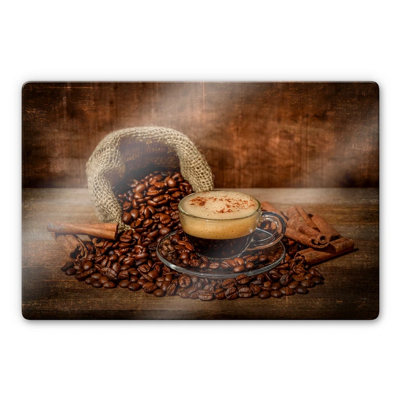 Glasbild Perfoncio - Kaffee rustikal 