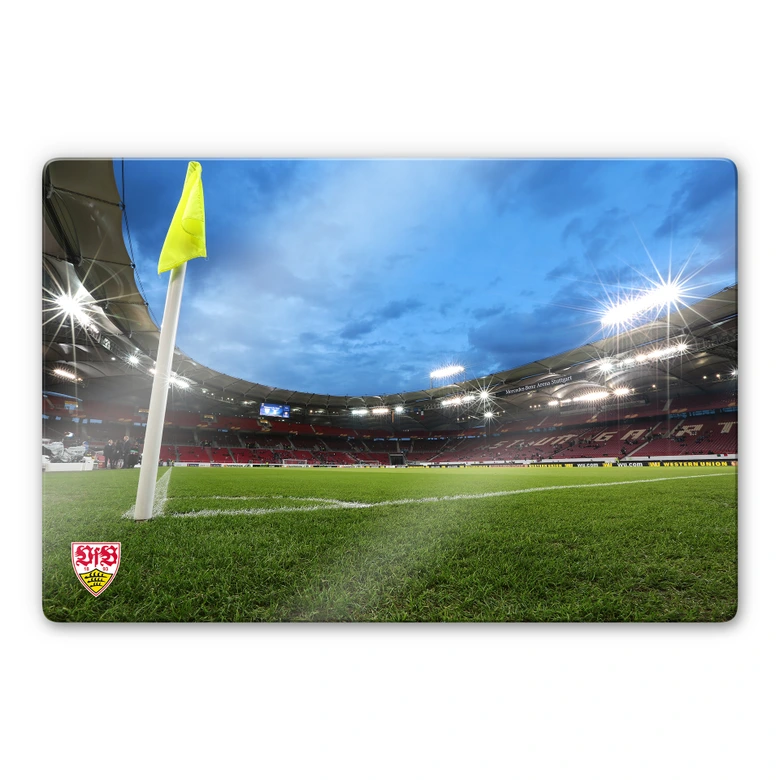 Glasbild VfB Stuttgart Arena Nacht 