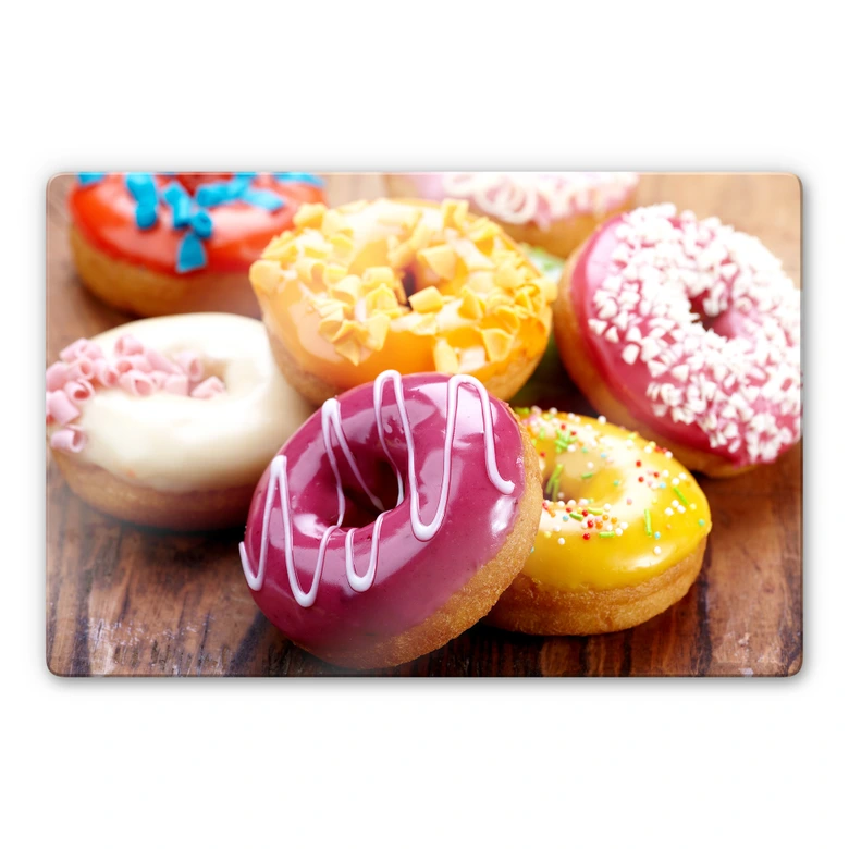 Glasbild Zuckersüße Donuts 