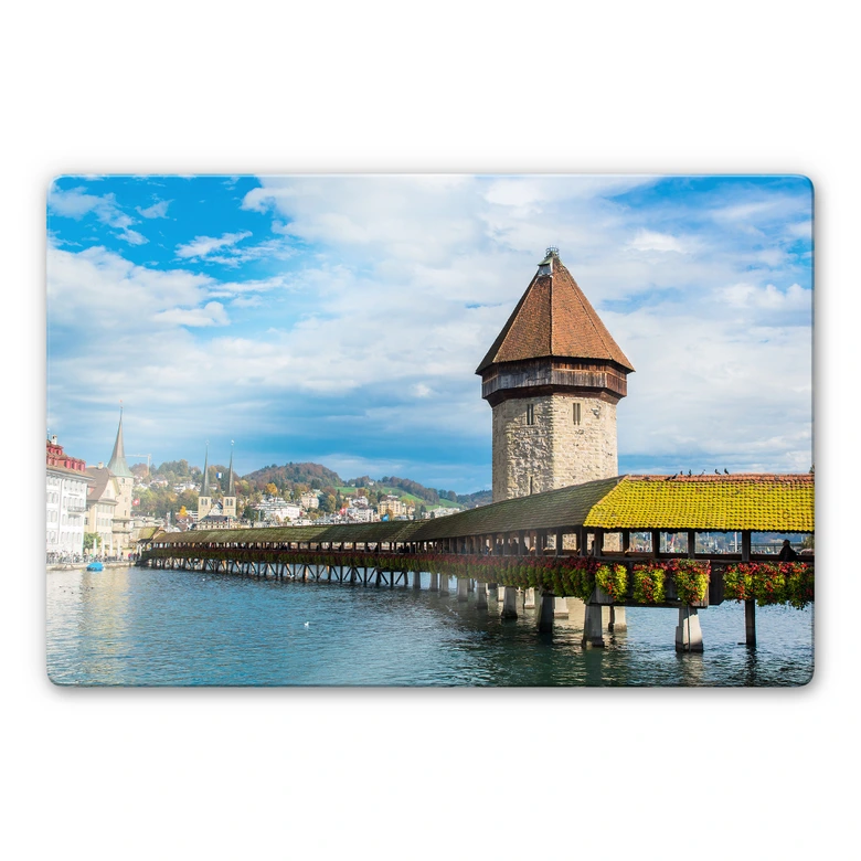 Glasbild Holzbrücke in Luzern 