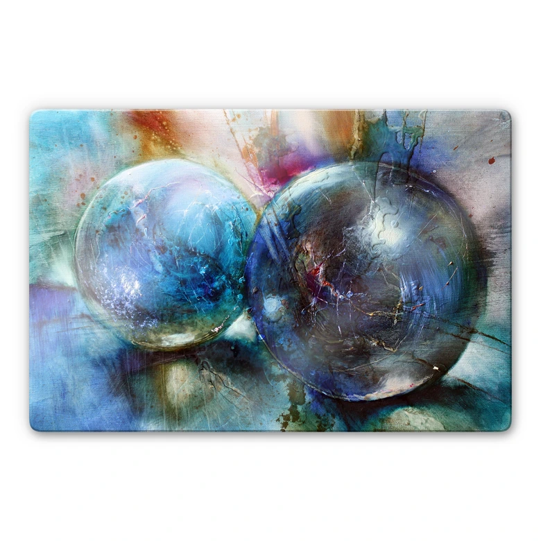 Glasbild Schmucker - Blaue Murmeln 