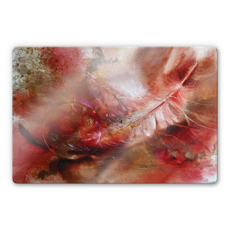 Glasbild Schmucker - Feder und Glaskugel 