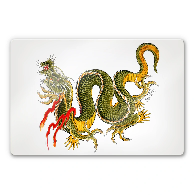 Glasschilderijen Miami Ink - Draak 