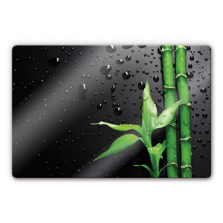 Tableau en verre - Bambou Fond Noir 