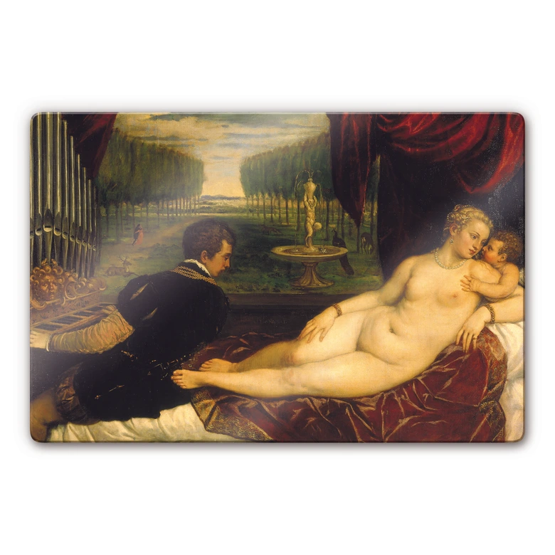 Glasbild Tizian - Venus mit dem Orgelspieler 