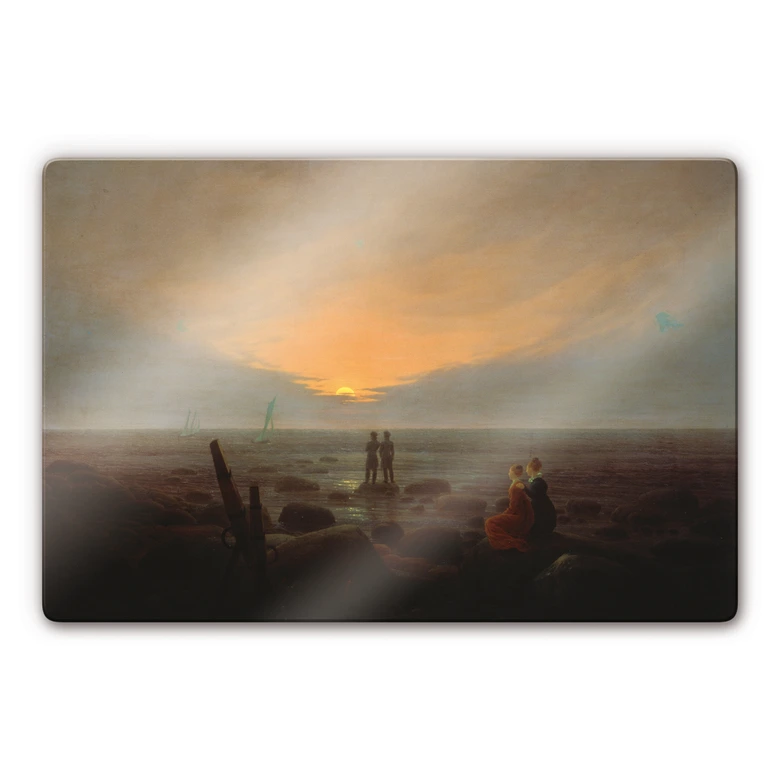 Glasbild Friedrich - Mondaufgang über dem Meer 