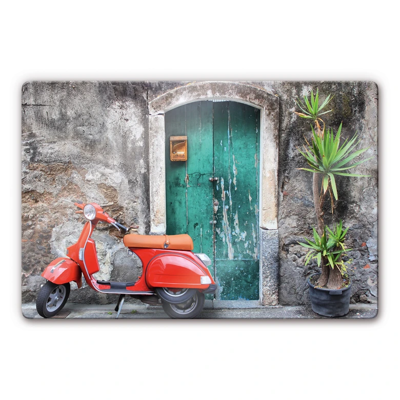 Red Scooter Glass art 