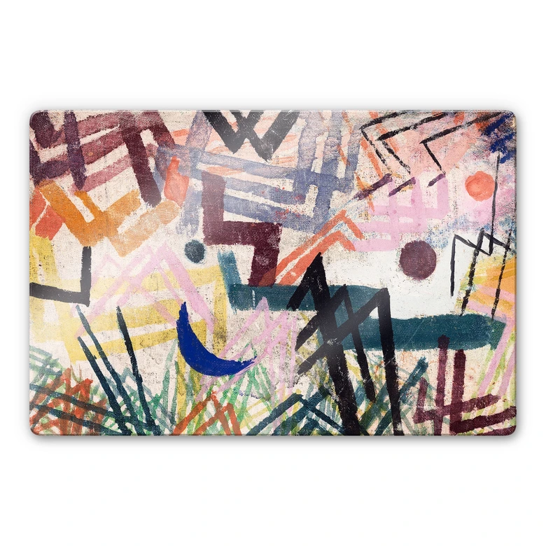 Glasbild Klee - Spiel der Kräfte einer Lechlandschaft 
