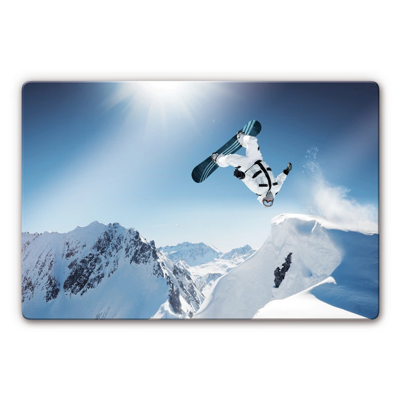 Glasbild Snowboarder 