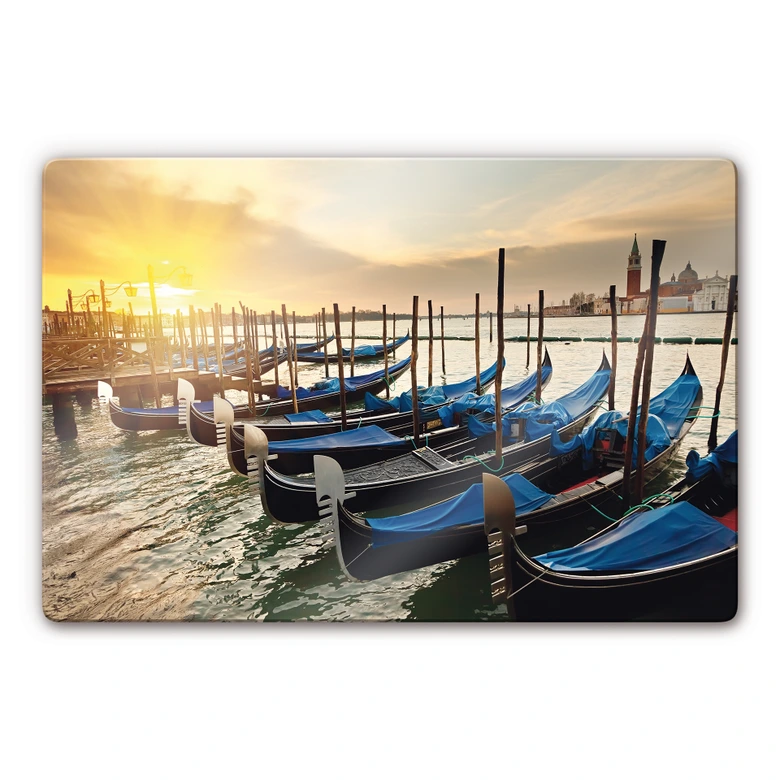 Glasbild Venezianische Gondeln 