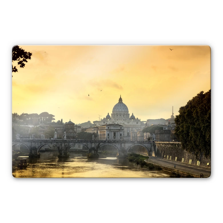Glasbild Engelsbrücke mit Petersdom 