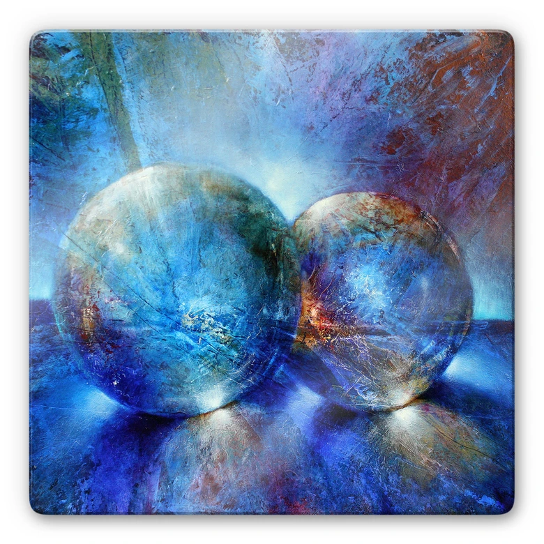 Glasbild Schmucker -  Zwei blaue Murmeln 