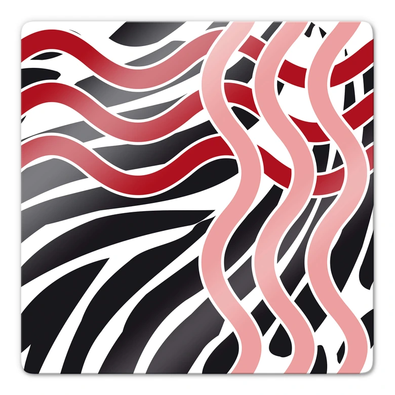 Glasbild Welle rot 