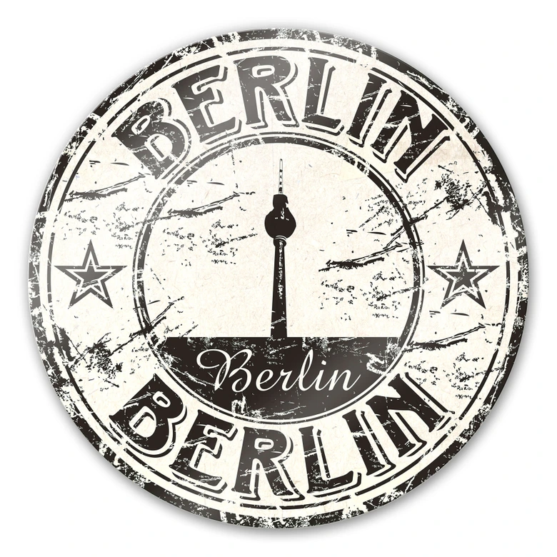 Glasbild Poststempel Berlin - rund 