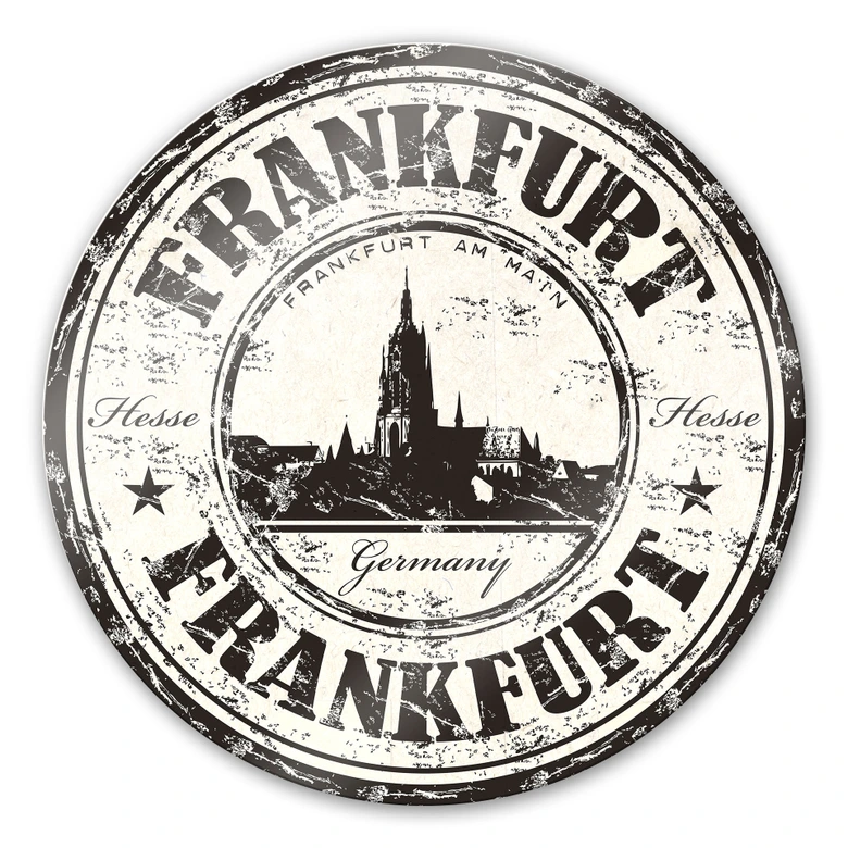 Glasbild Poststempel Frankfurt - rund 