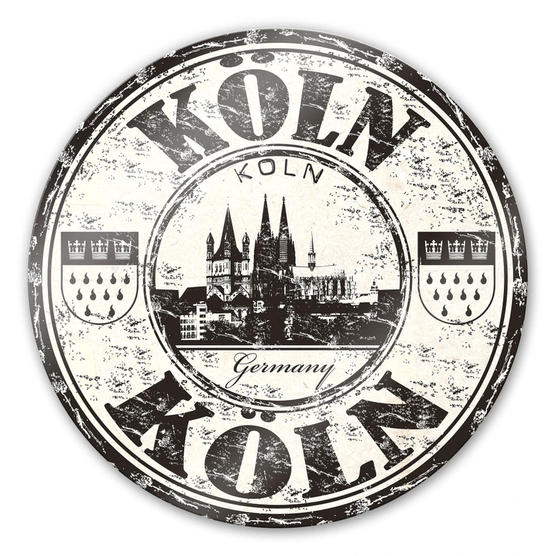 Glasbild Poststempel Köln - rund 