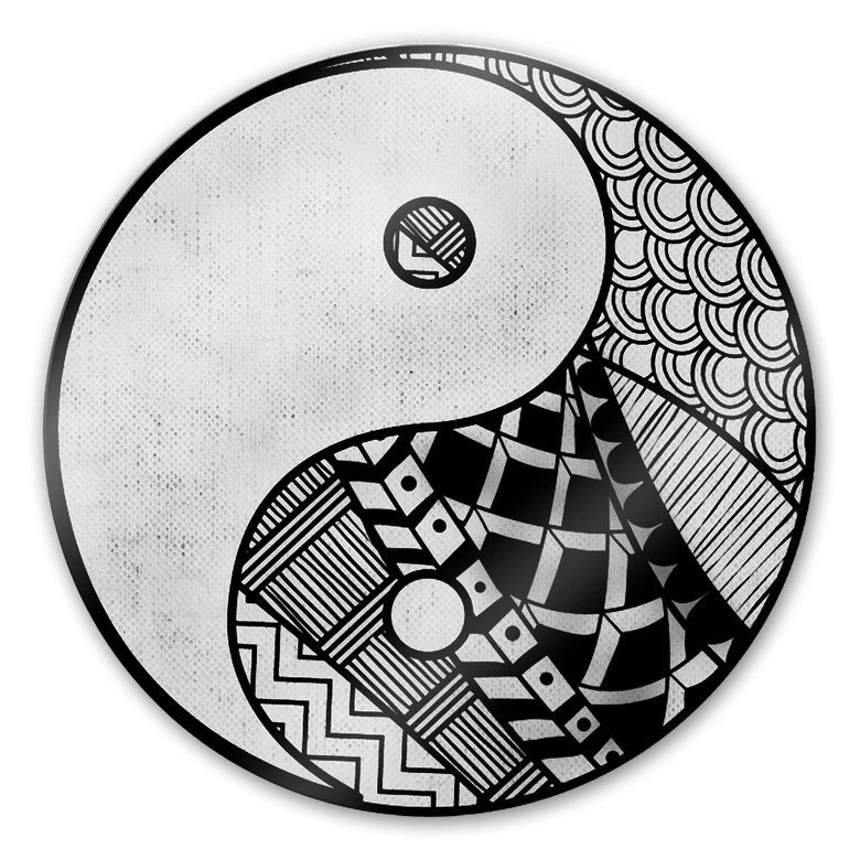 Glasbild Yin und Yang - rund 