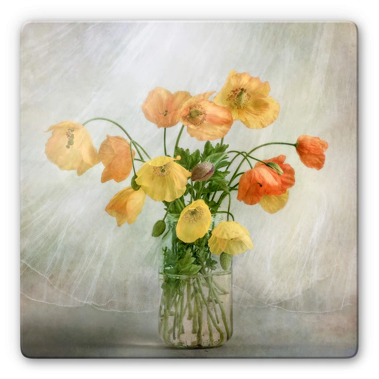 Glasbild  Disher - Mohnblumen im Glas 