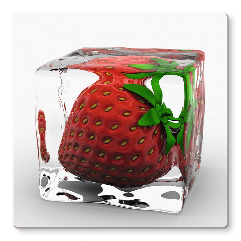 Strawberry Ice Cube Glass art 
