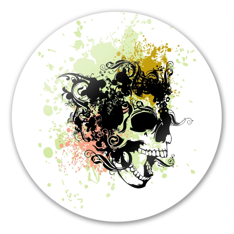 Glasbild Skull Tribal - rund 